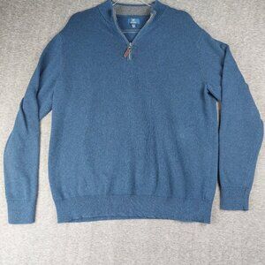GEORGE MENS BLUE KNIT QUARTER ZIP PULLOVER COTTON BLEND SWEATER SIZE LARGE